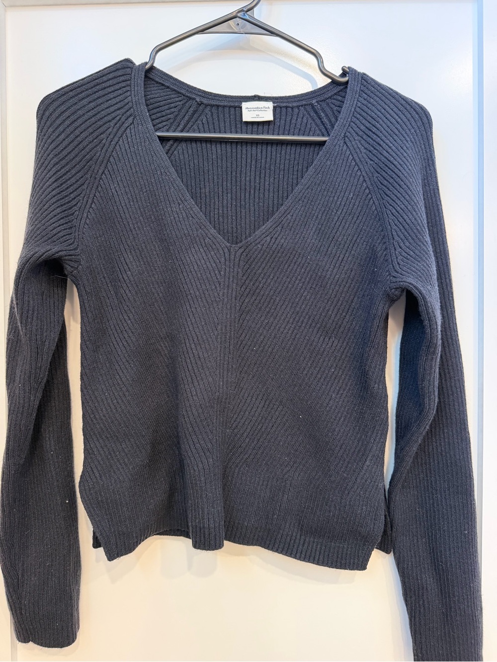Abercrombie & Fitch Charcoal Ribbed V-Neck Sweater